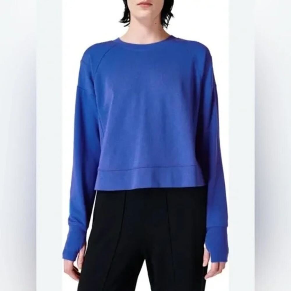 Sweaty Betty After Class Crop Long Sleeve Sweatshirt Hour Blue XS